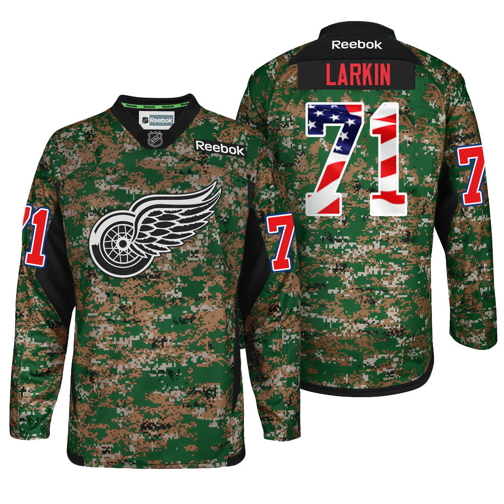 2016-2017 Red Wings Dylan Larkin #71 Camo Military Appreciation Night Jersey