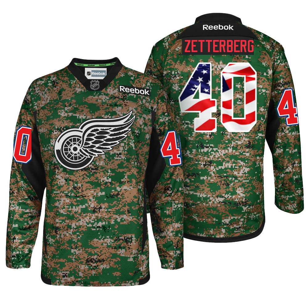 2016-2017 Red Wings Henrik Zetterberg #40 Camo Military Appreciation Night Jersey