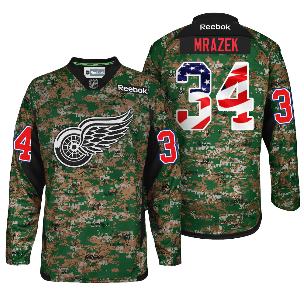 2016-2017 Red Wings Petr Mrazek #34 Camo Military Appreciation Night Jersey