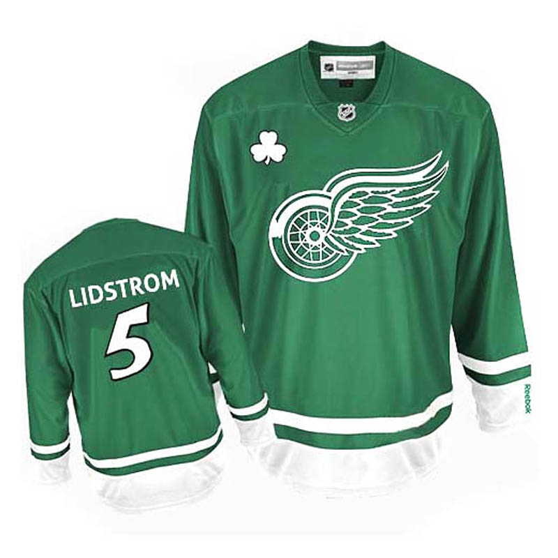 Nicklas Lidstrom Detroit Red Wings #5 St Patty's Day Ice Hockey Jersey