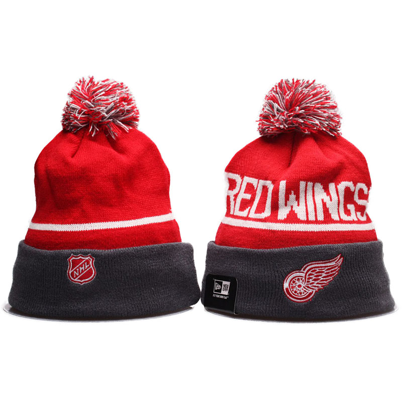 Detroit Red Wings 2017 Centennial Classic Knit Hat With Pom Beanies Red/Gray