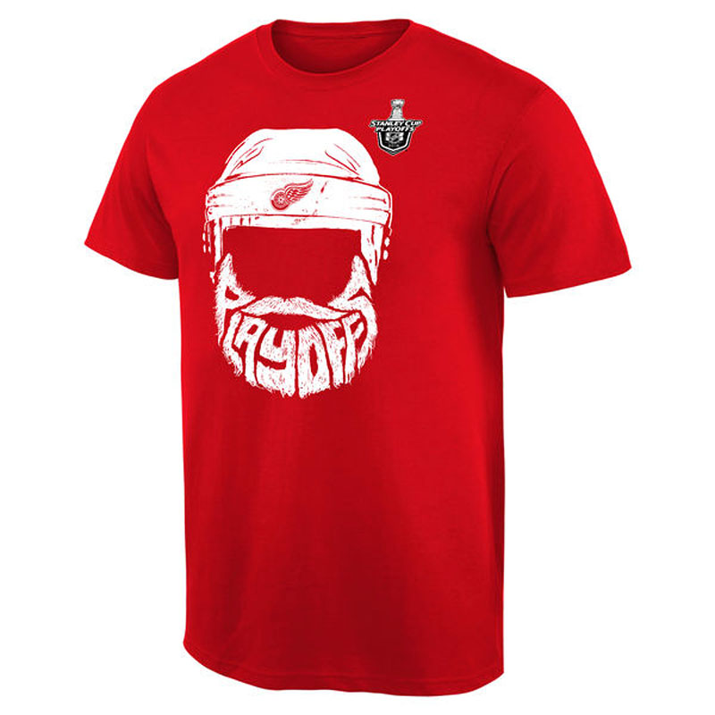 Detroit Red Wings 2016 Stanley Cup Playoffs Bound Bearded Ice Hockey Red T-Shirt