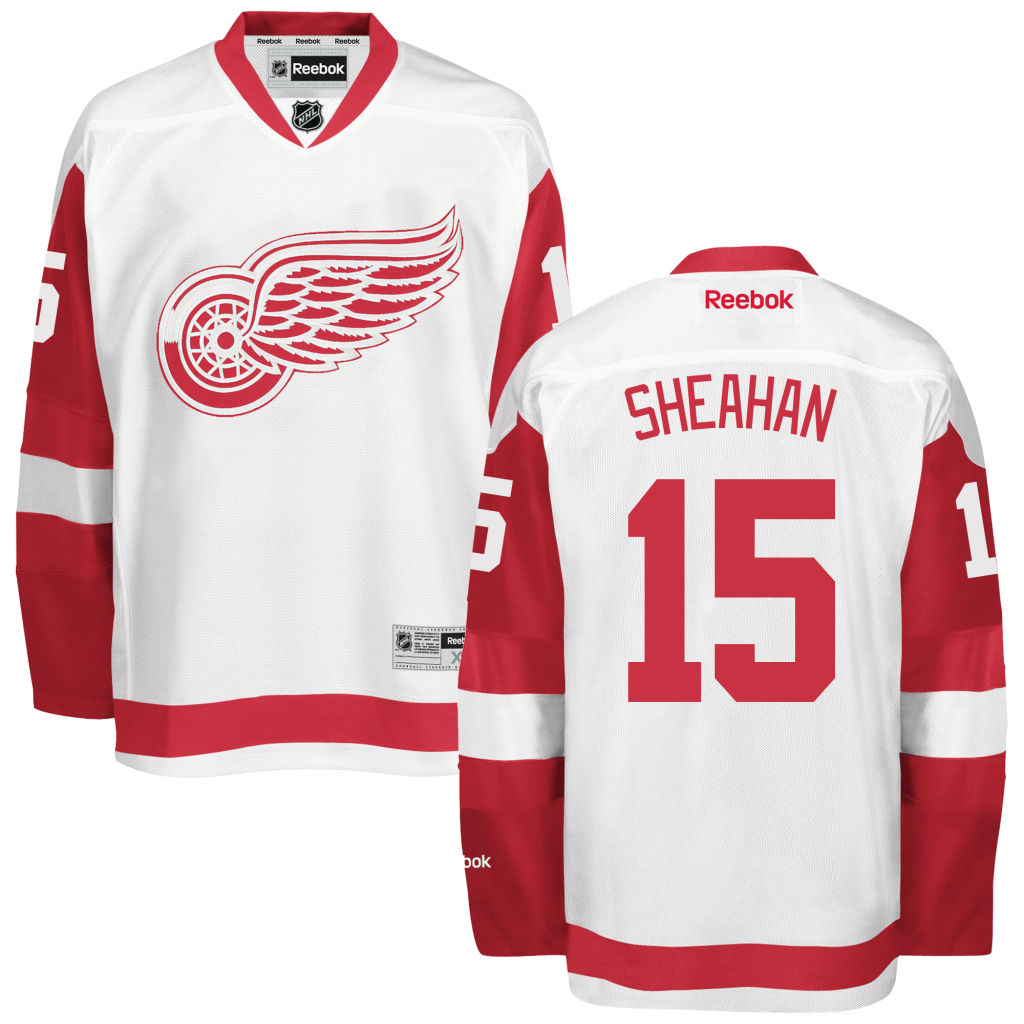 Red Wings Riley Sheahan White Premier Away Jersey