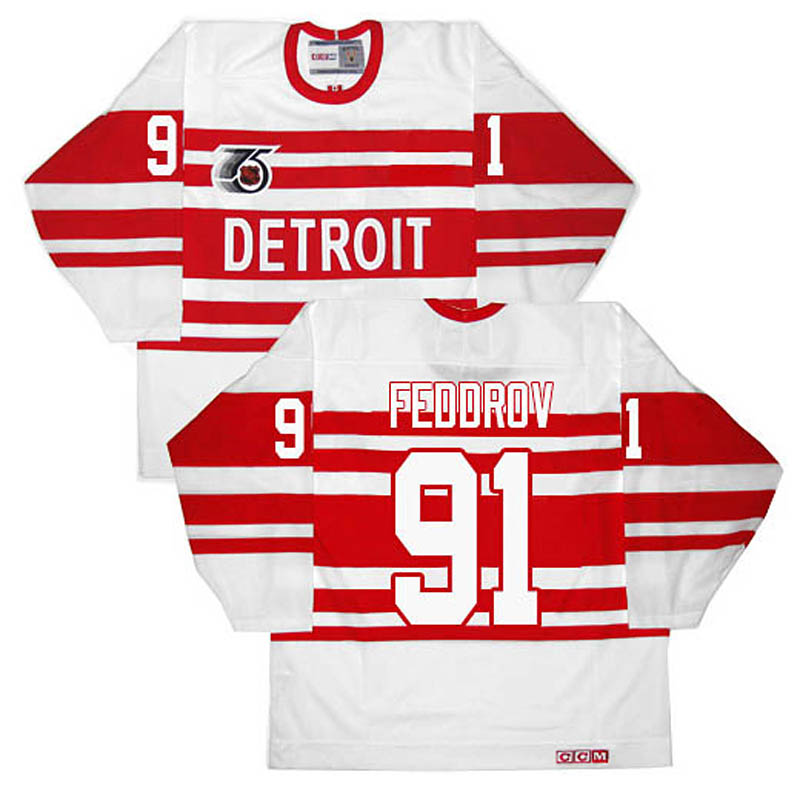 Sergei Fedorov Detroit Red Wings #91 Throwback Ice Hockey Jersey