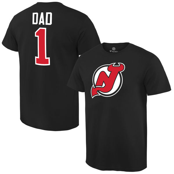 Men's New Jersey Devils Number One Dad Black T-Shirt