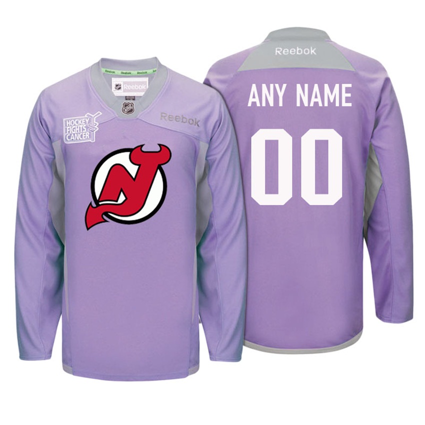 Devils Purple Hockey Fights Cancer Practice Jersey Custom Jersey