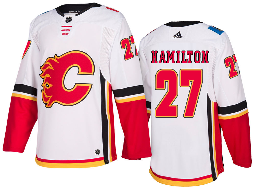 NHL Men's Calgary Flames #27 Dougie Hamilton White 2017-2018 Season New Outlook Uniforms