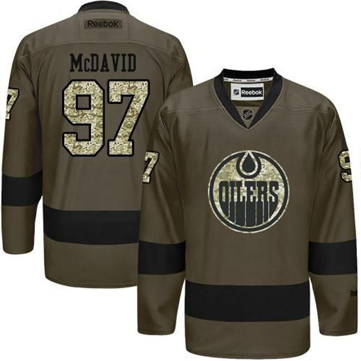 Connor McDavid Edmonton Oilers #97 Green Camo Player Jersey