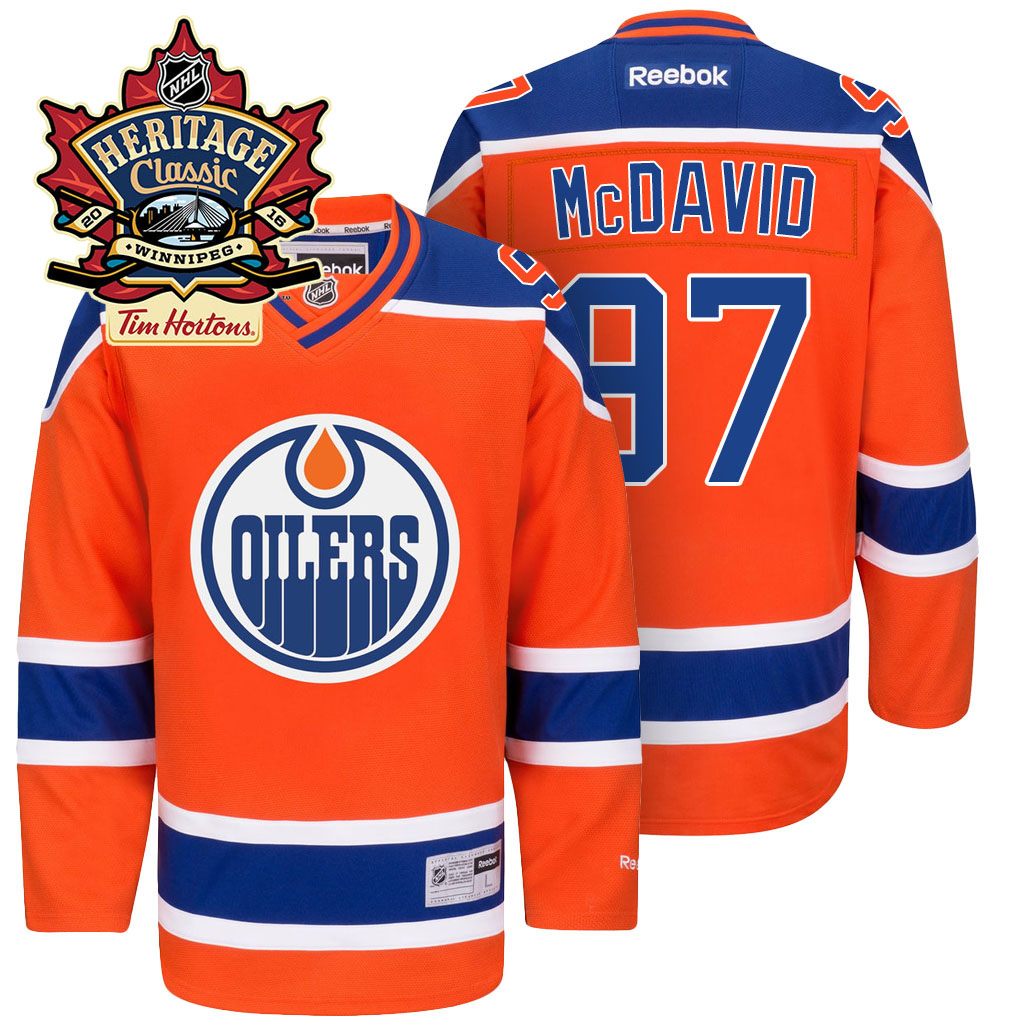 Oilers Connor McDavid Orange WHA Game Heritage Classic Jersey