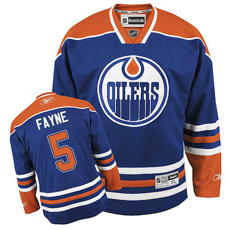 Mark Fayne Edmonton Oilers #5 Home Ice Hockey Jersey