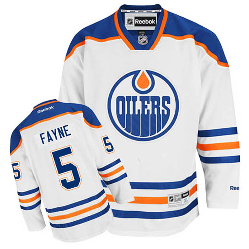 Mark Fayne Edmonton Oilers #5 Away Ice Hockey Jersey