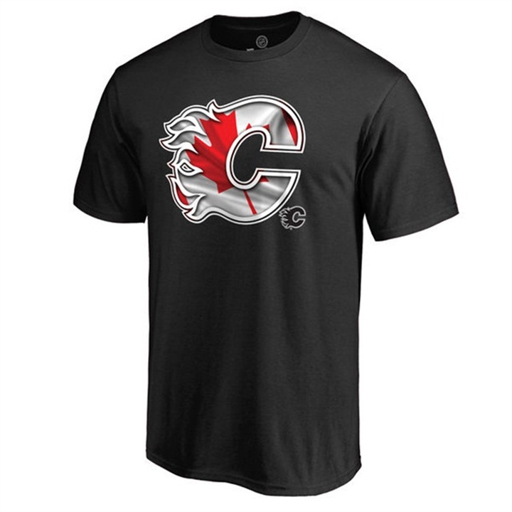 Calgary Flames Banner Wave Black T-Shirt