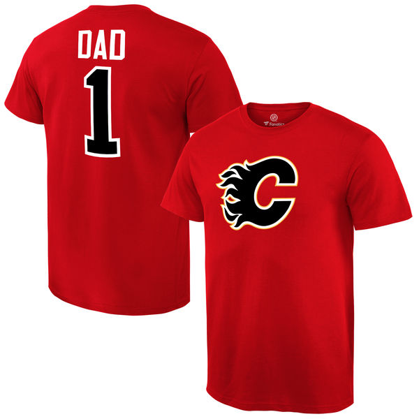 Men's Calgary Flames Number One Dad Red T-Shirt