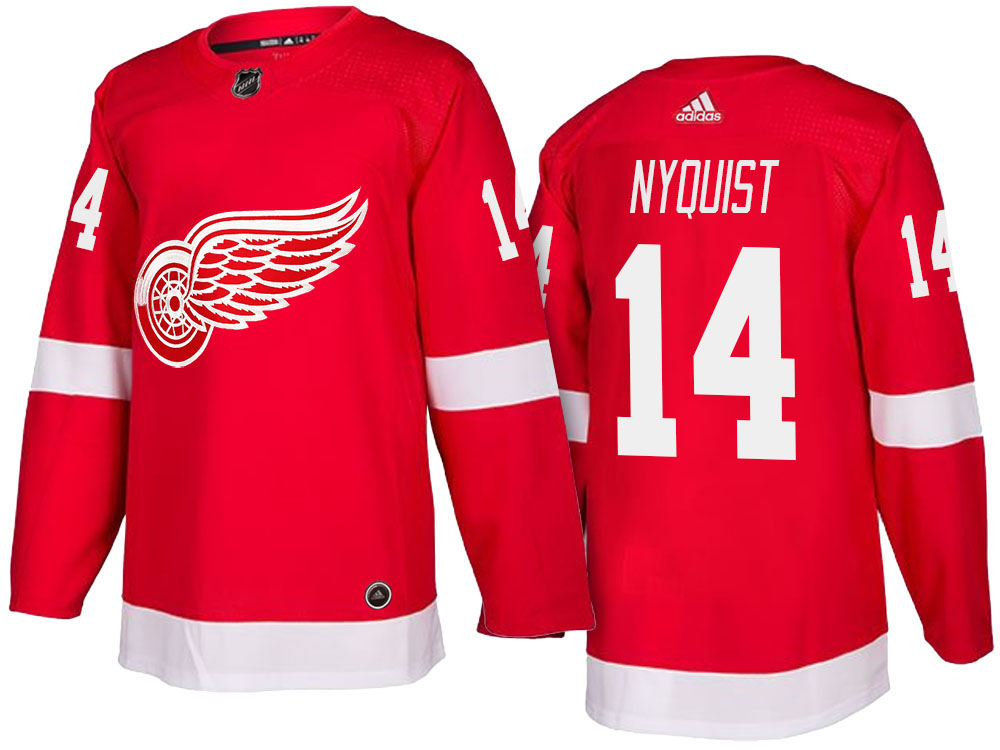 NHL Men's Detroit Red Wings #14 Gustav Nyquist Red 2017-2018 Season New-Look Jersey