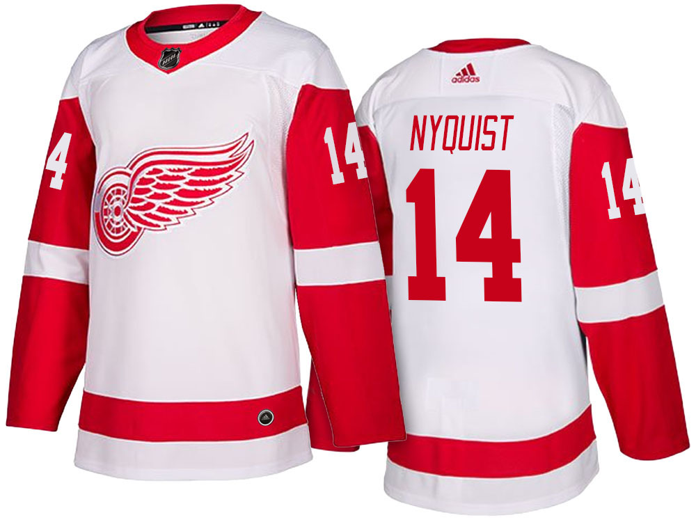 NHL Men's Detroit Red Wings #14 Gustav Nyquist White 2017-2018 Season New-Look Jersey