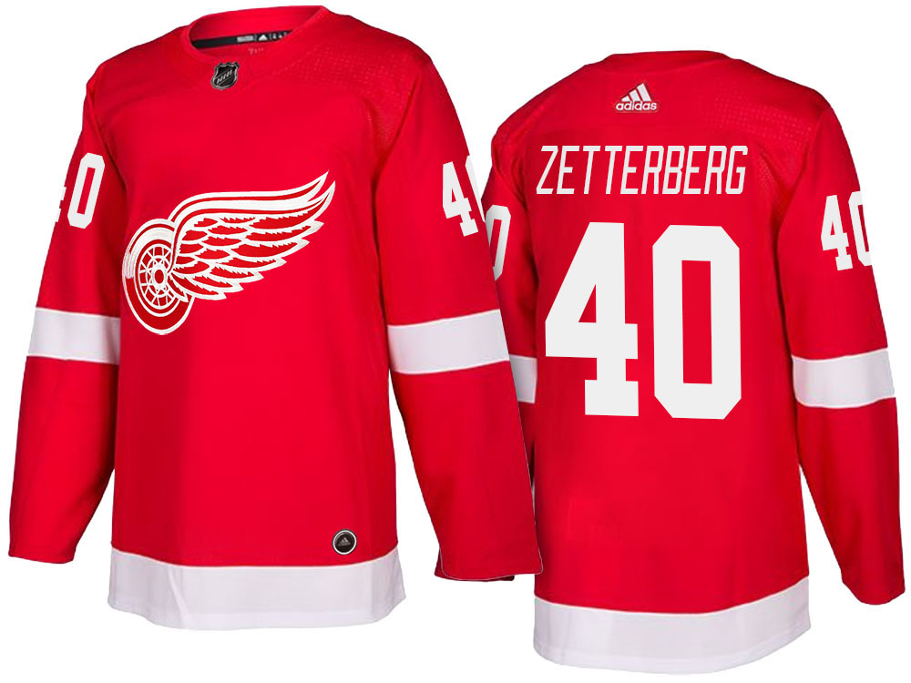 NHL Men's Detroit Red Wings #40 Henrik Zetterberg Red 2017-2018 Season New-Look Jersey