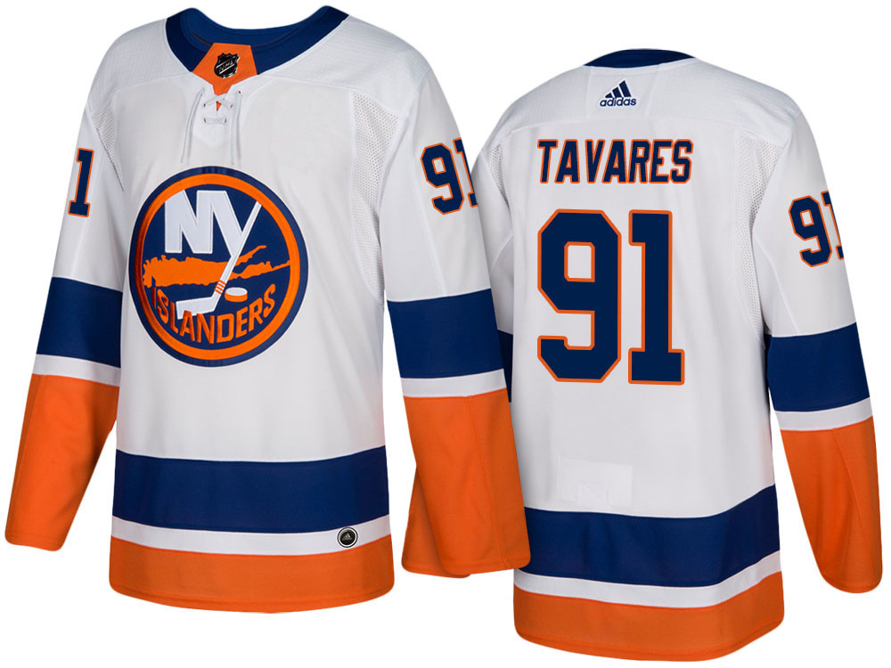 NHL Men's New York Islanders #91 John Tavares White 2017-2018 Season New-Look Jersey