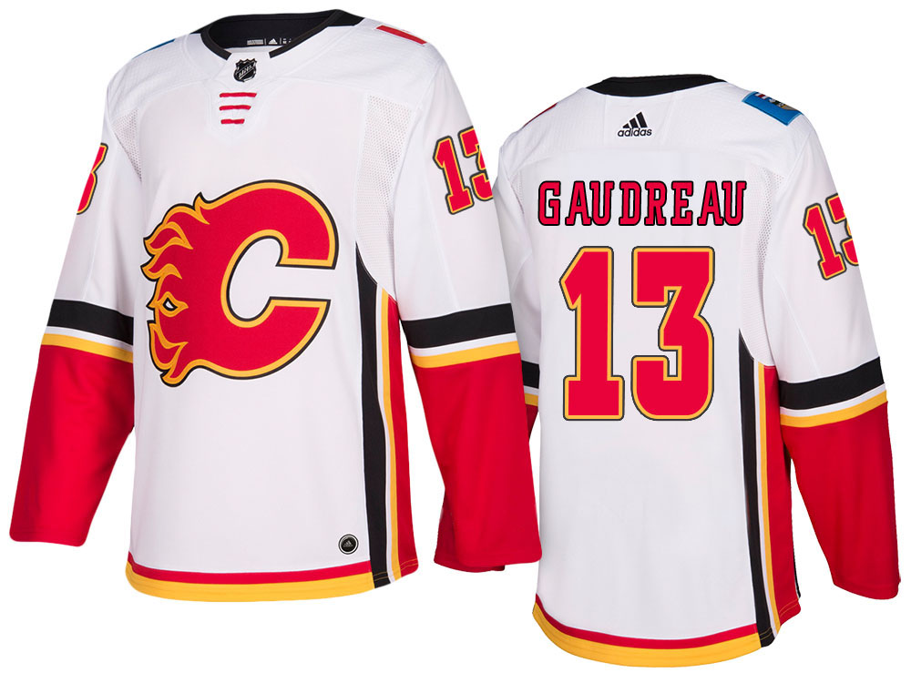 NHL Men's Calgary Flames #13 Johnny Gaudreau White 2017-2018 Season New Outlook Uniforms