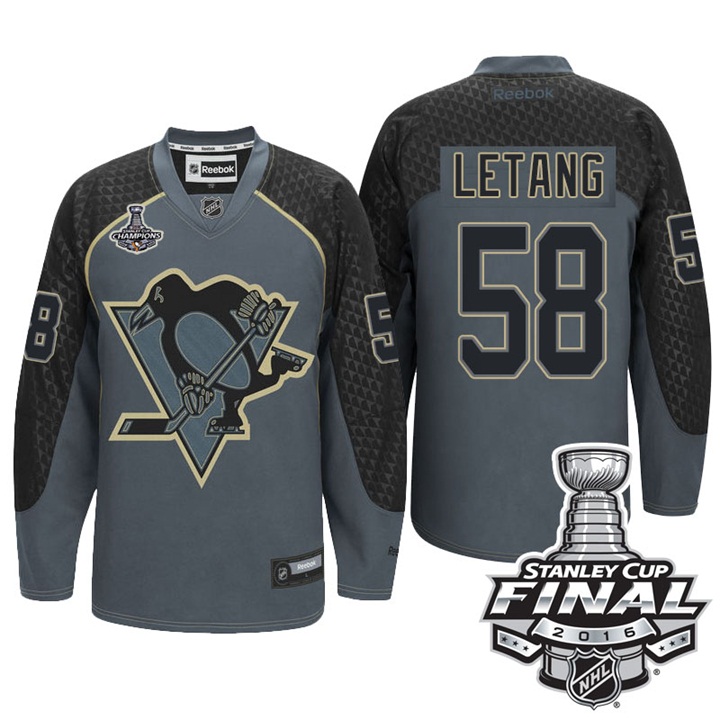 Penguins #58 Kris Letang 2016 Stanley Cup Champions Storm Premier Crosscheck Finals Jersey