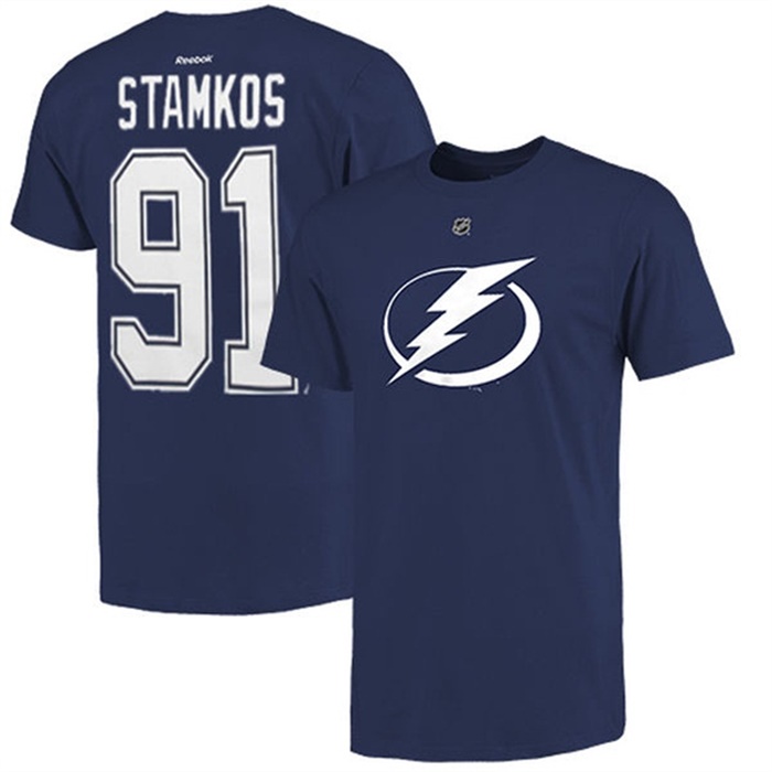 Steven Stamkos Lightning Navy Blue Name & Number T-Shirt