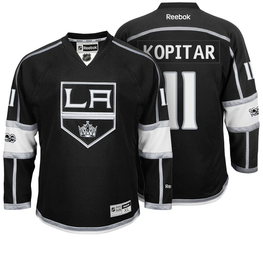 Kings Anze Kopitar #11 Black 100th Anniversary Patch Player Jersey