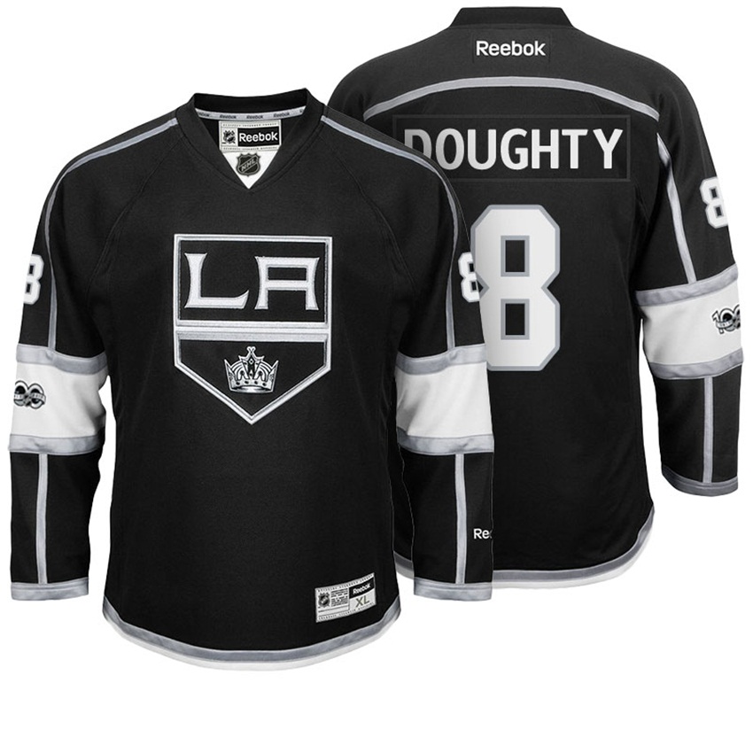 Kings Drew Doughty #8 Black 100th Anniversary Patch Player Jersey