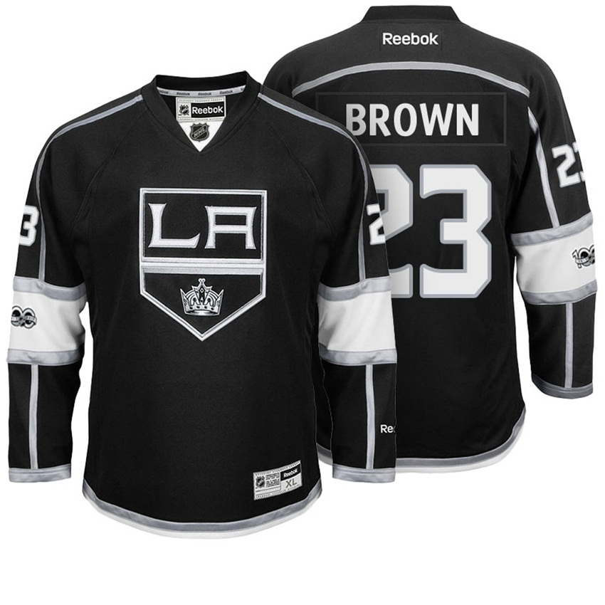 Kings Dustin Brown #23 Black 100th Anniversary Patch Player Jersey