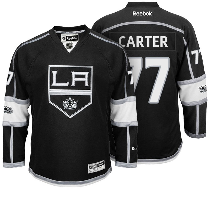 Kings Jeff Carter #77 Black 100th Anniversary Patch Player Jersey