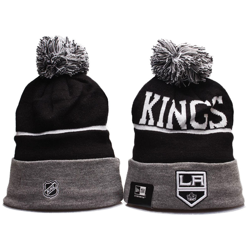 2016-2017 Los Angeles Kings Team Cuffed Knit Hat With Pom Beanies Black