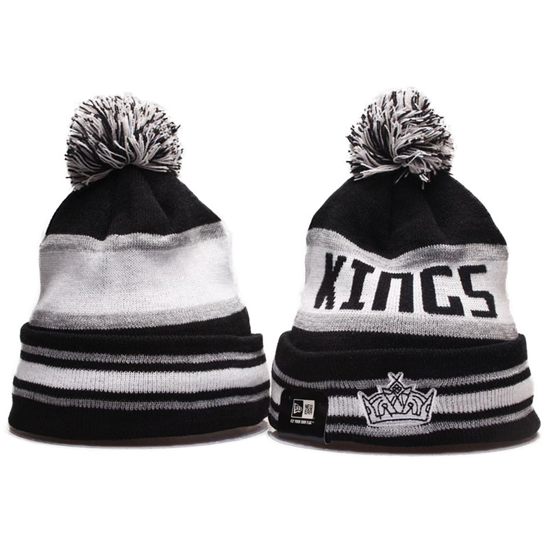 2016-2017 Los Angeles Kings Team Cuffed Knit Hat With Pom Beanies Black/White