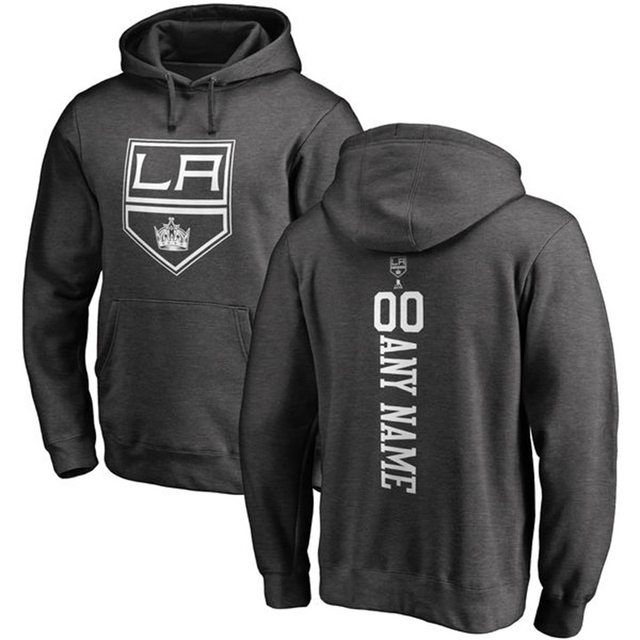 NHL Los Angeles Kings Charcoal Personalized Backer Fleece Pullover Hoodie