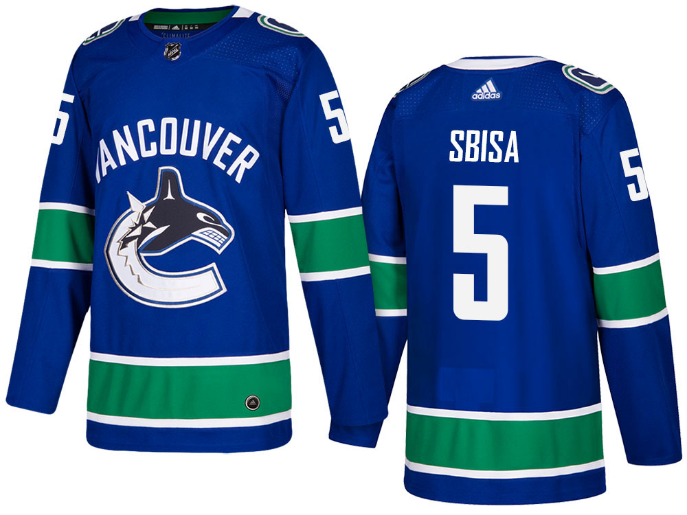 NHL Men's Vancouver Canucks #5 Luca Sbisa Blue 2017-2018 Season New Outlook Uniforms