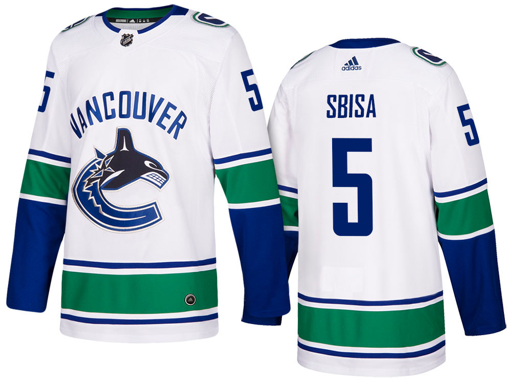 NHL Men's Vancouver Canucks #5 Luca Sbisa White 2017-2018 Season New Outlook Uniforms