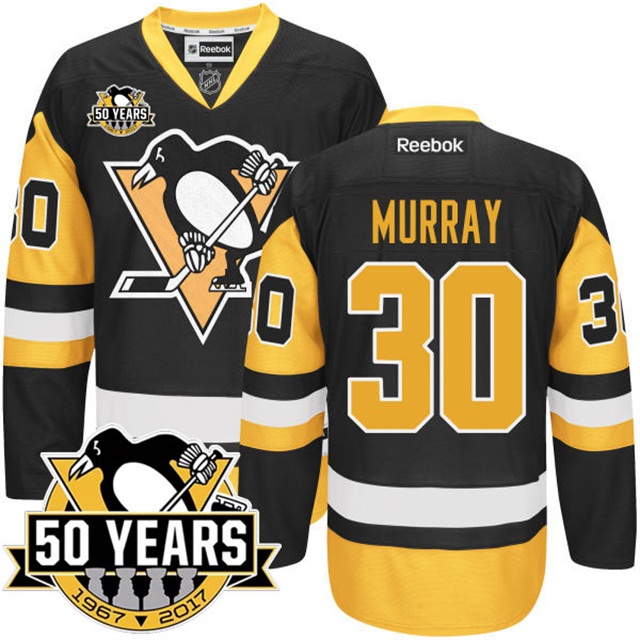 Penguins #30 Matt Murray 50th Anniversary Black 2016 Stanley Cup Champions Jersey