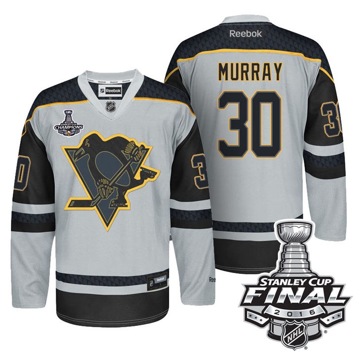 Penguins #30 Matt Murray 2016 Stanley Cup Champions Gray Premier Crosscheck Finals Jersey