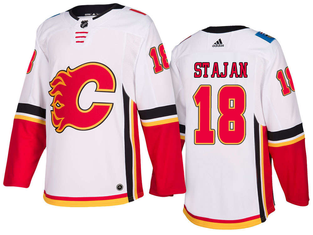 NHL Men's Calgary Flames #18 Matt Stajan White 2017-2018 Season New Outlook Uniforms