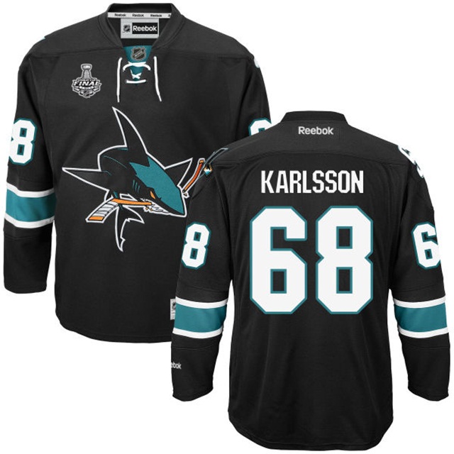 Melker Karlsson San Jose Sharks #68 2016 Stanley Cup Black Third Jersey