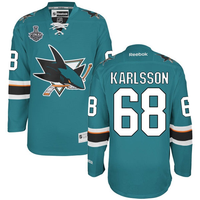 Melker Karlsson San Jose Sharks #68 2016 Stanley Cup Teal Home Jersey