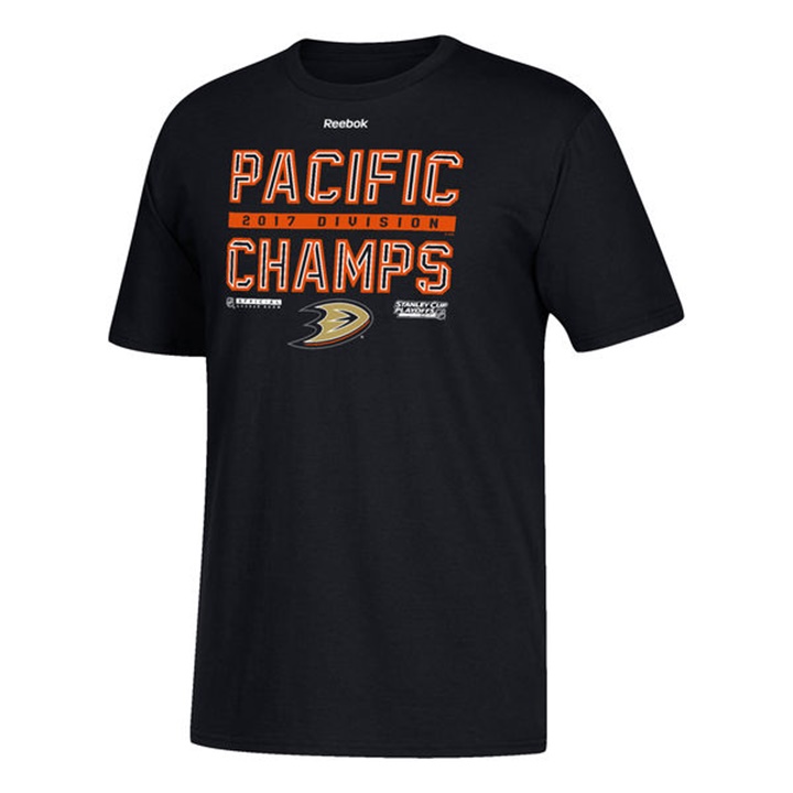 Men Anaheim Ducks Black Short Sleeve 2017 Pacific Division Champions Locker Room T-shirt