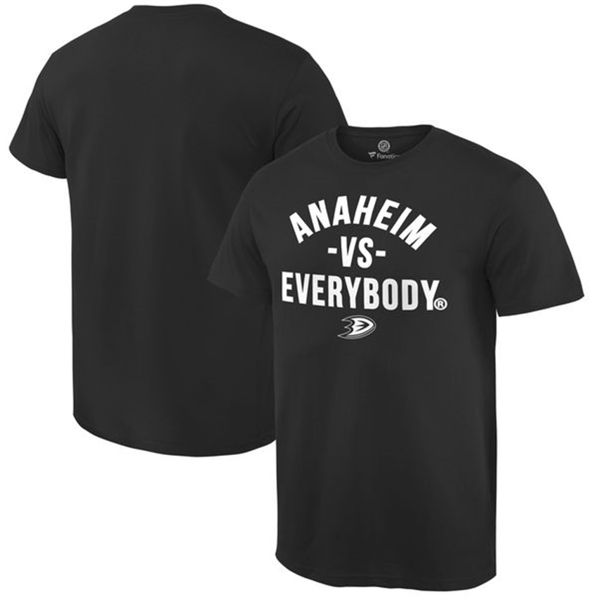 Men Anaheim Ducks Black Short Sleeve Against Everybody Team T-shirt