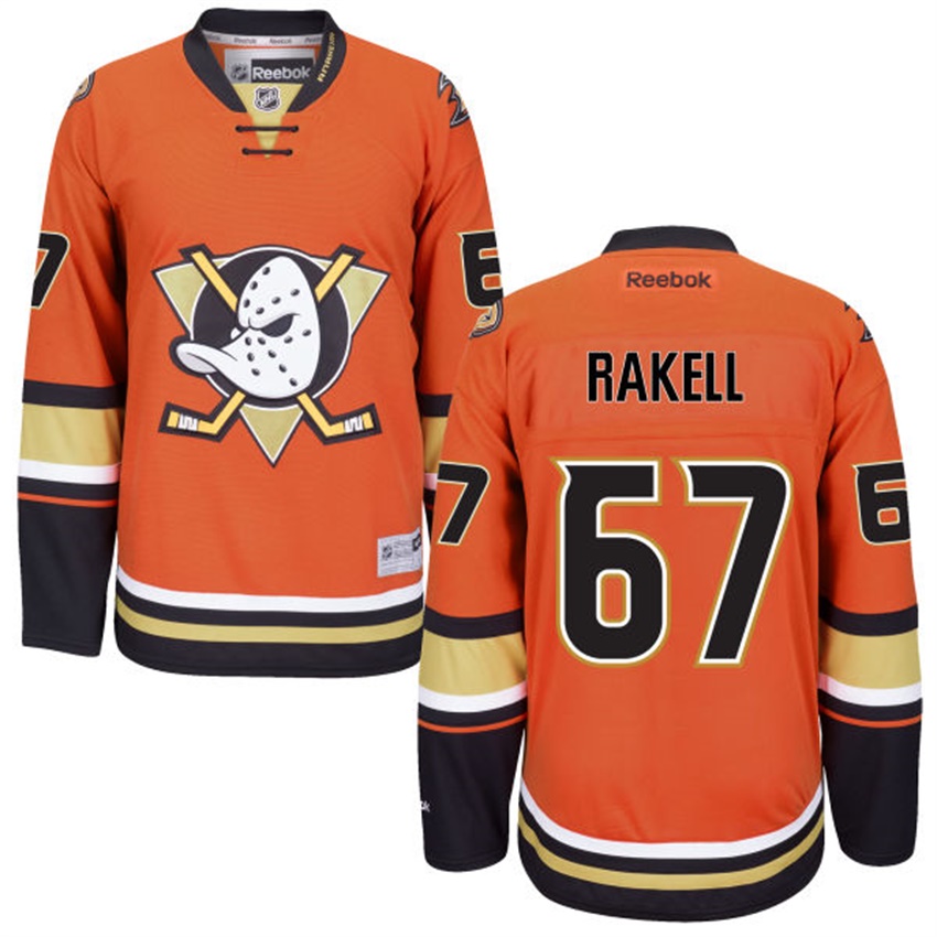 Men Anaheim Ducks Rickard Rakell #67 Orange Alternate Premier Jersey