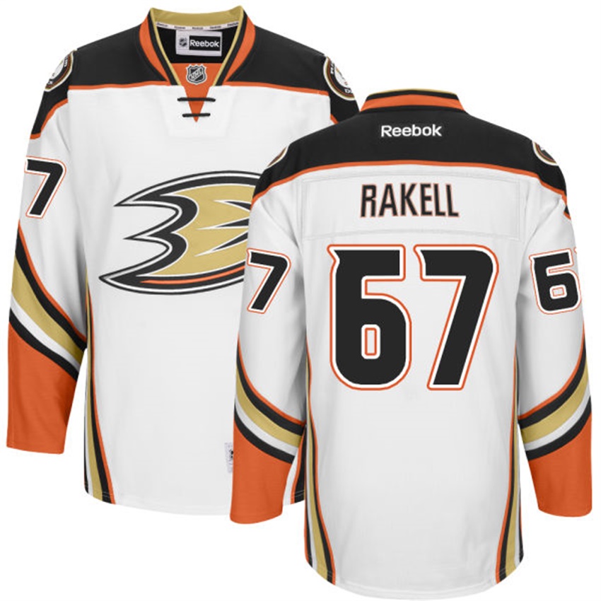 Men Anaheim Ducks Rickard Rakell #67 White Away Premier Jersey