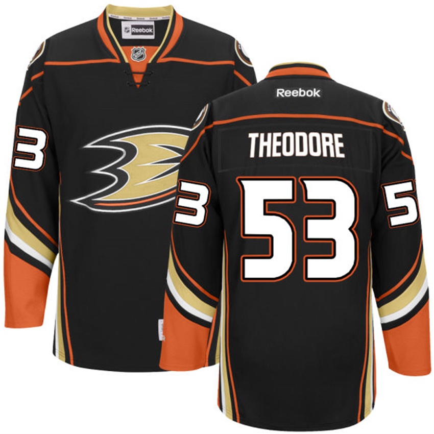 Men Anaheim Ducks Shea Theodore #53 Black Home Premier Jersey