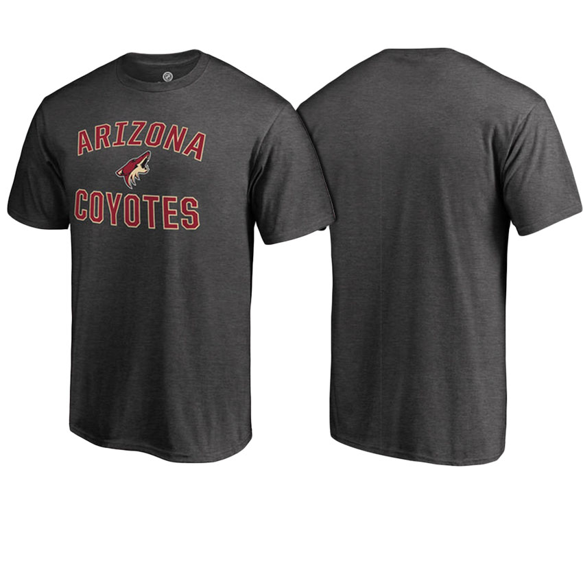 Men Arizona Coyotes Heathered Gray Word And Mark Victory Arch T-shirt