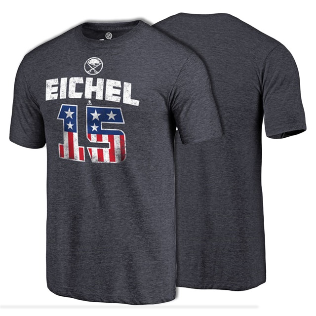 Men Sabres Jack Eichel #15 Navy Player Spangled T-shirt