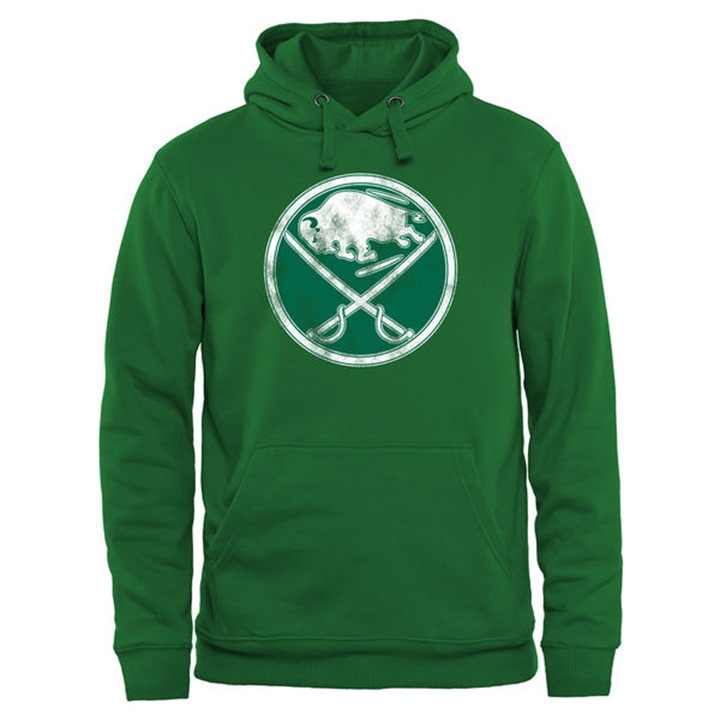 Men NHL Sabres Kelly Green St. Patrick Day Pullover Hoodie