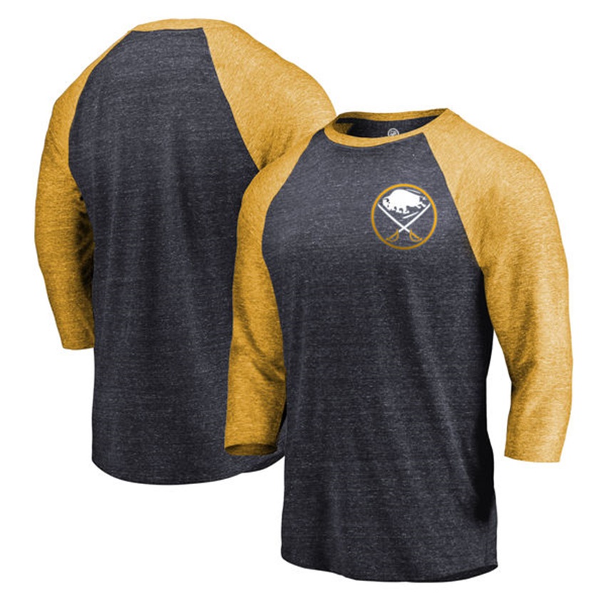 Men Buffalo Sabres Navy/Gold Shift 3/4 Sleeve T-shirt