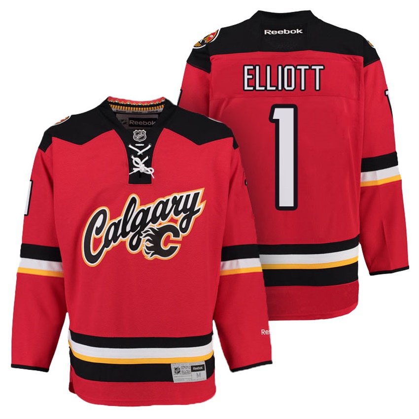 Men Calgary Flames Brian Elliott #1 Red 3rd Alternate Premier Jersey