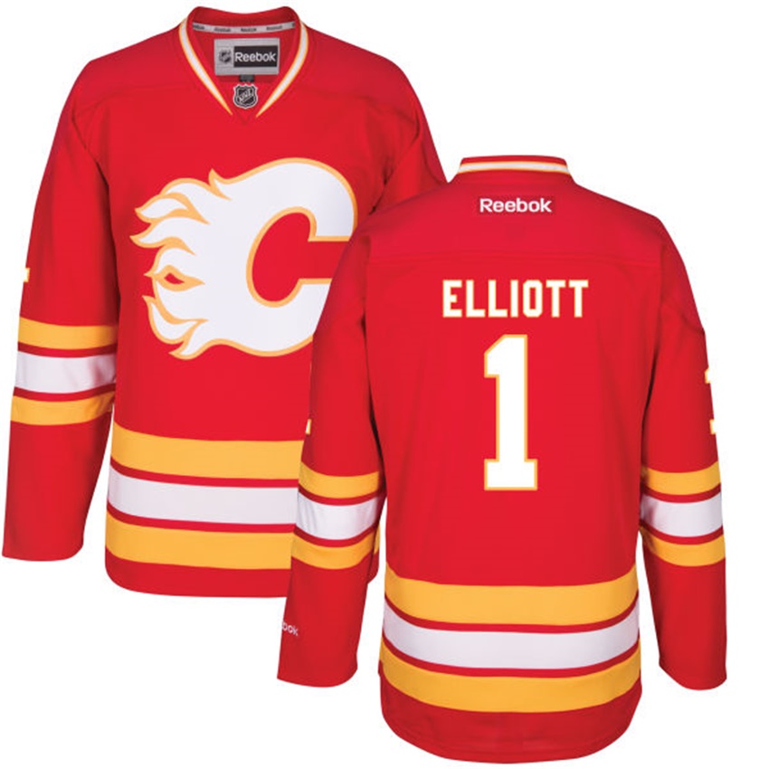 Men Calgary Flames Brian Elliott #1 Red Alternate Premier Jersey