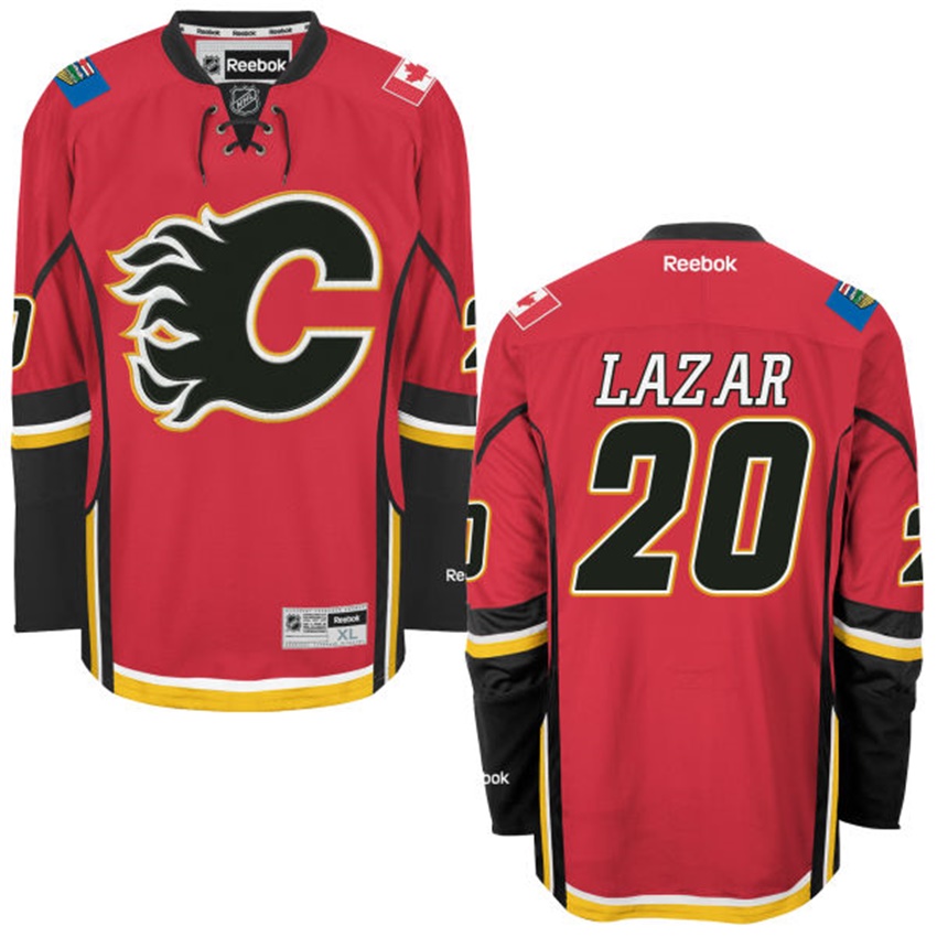 Men Calgary Flames Curtis Lazar #20 Red Home Premier Jersey